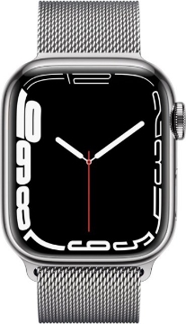 שעון חכם Apple Watch Silver Stainless Steel Case  45mm Serie 7 GPS - Silver Milanese Loop