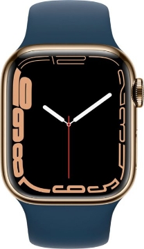 שעון חכם Apple Watch 41mm Series 7 GPS - צבע שעון: אלומיניום זהב | צבע רצועה: גומי כחול