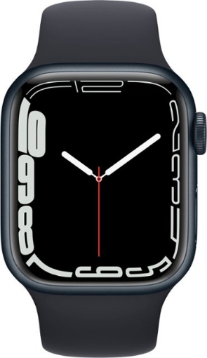 שעון חכם Apple Watch 41mm Series 7 GPS - צבע שעון: אלומיניום מידנייט | צבע רצועה: גומי מידנייט